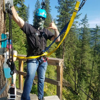 Be sure to wear a mask while you zipline.