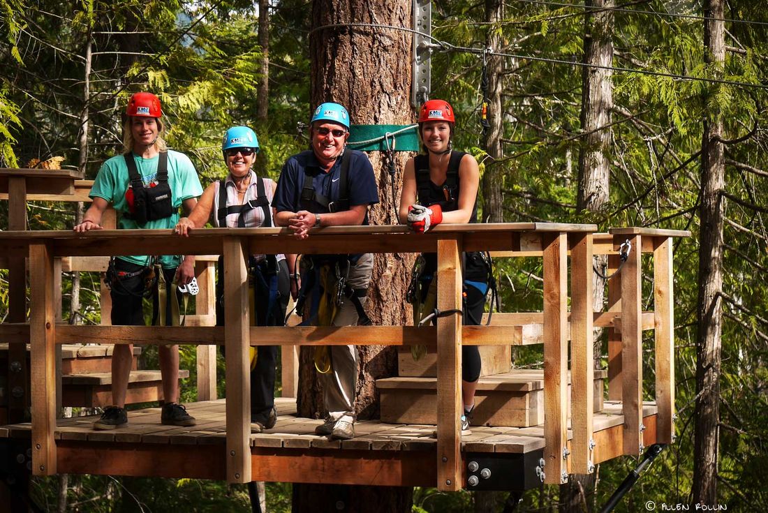 You're never too old to ride the ziplines! Case in point: big smiles from this couple (in their 60s) from Scotland.<br>